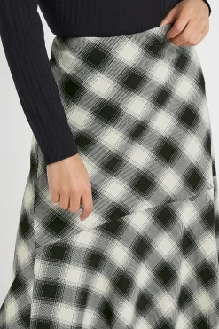 Petite Blurred Check Maxi Skirt