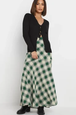 Petite Blurred Check Maxi Skirt