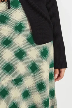 Petite Blurred Check Maxi Skirt