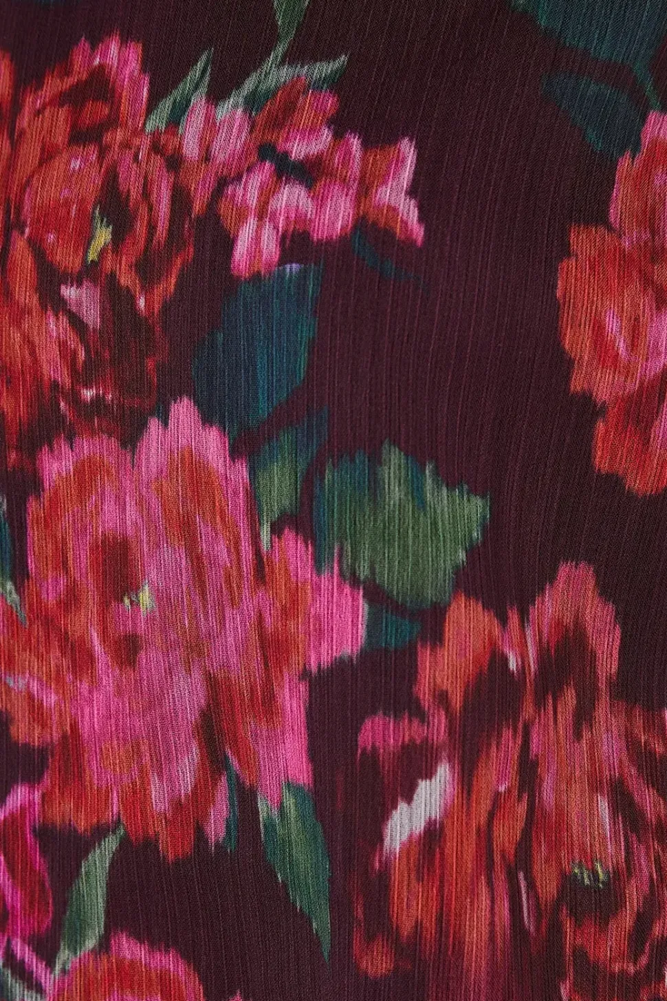 Petite Blurred Floral Chiffon High Neck Long Sleeve Blouse