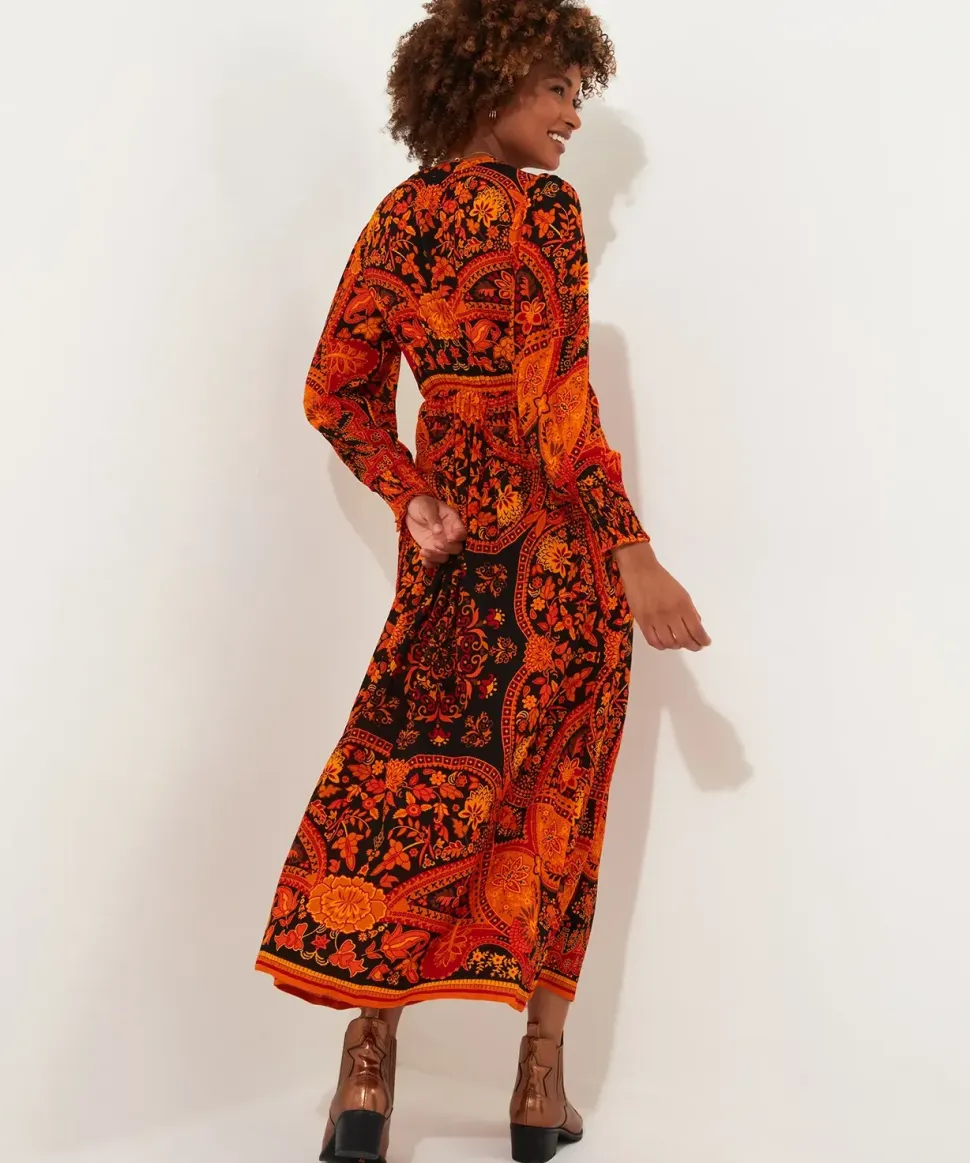 Petite Boho Button-Through Tassel Tie Maxi Dress