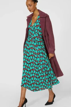 Petite Bold Floral Printed Wrap Fit & Flare Midi Dress