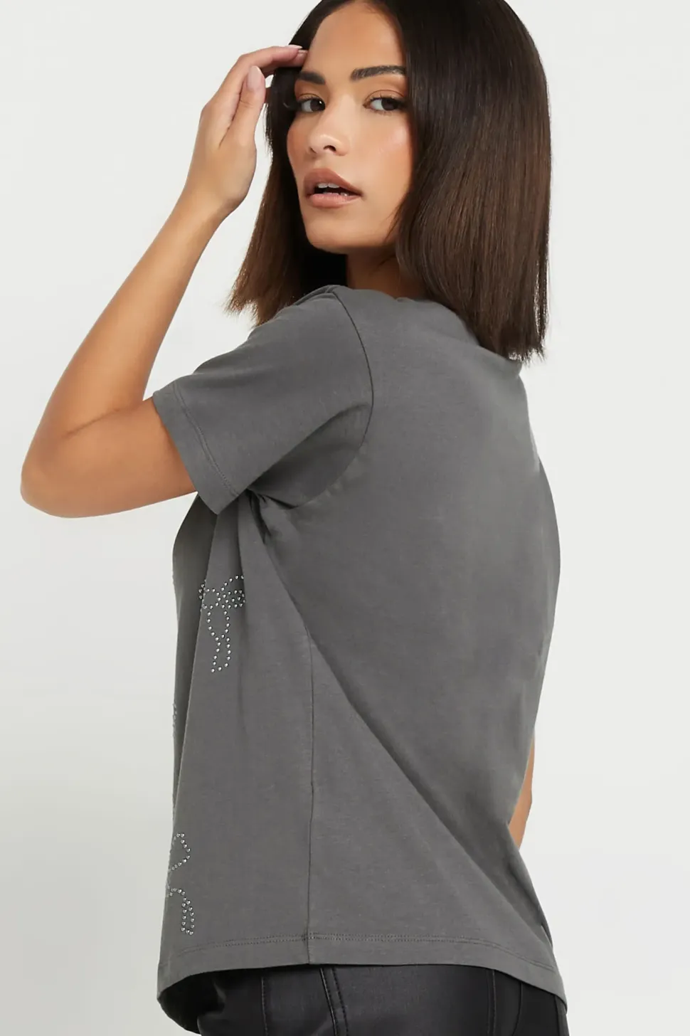 Petite Bow Studded T-Shirt