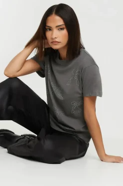 Petite Bow Studded T-Shirt