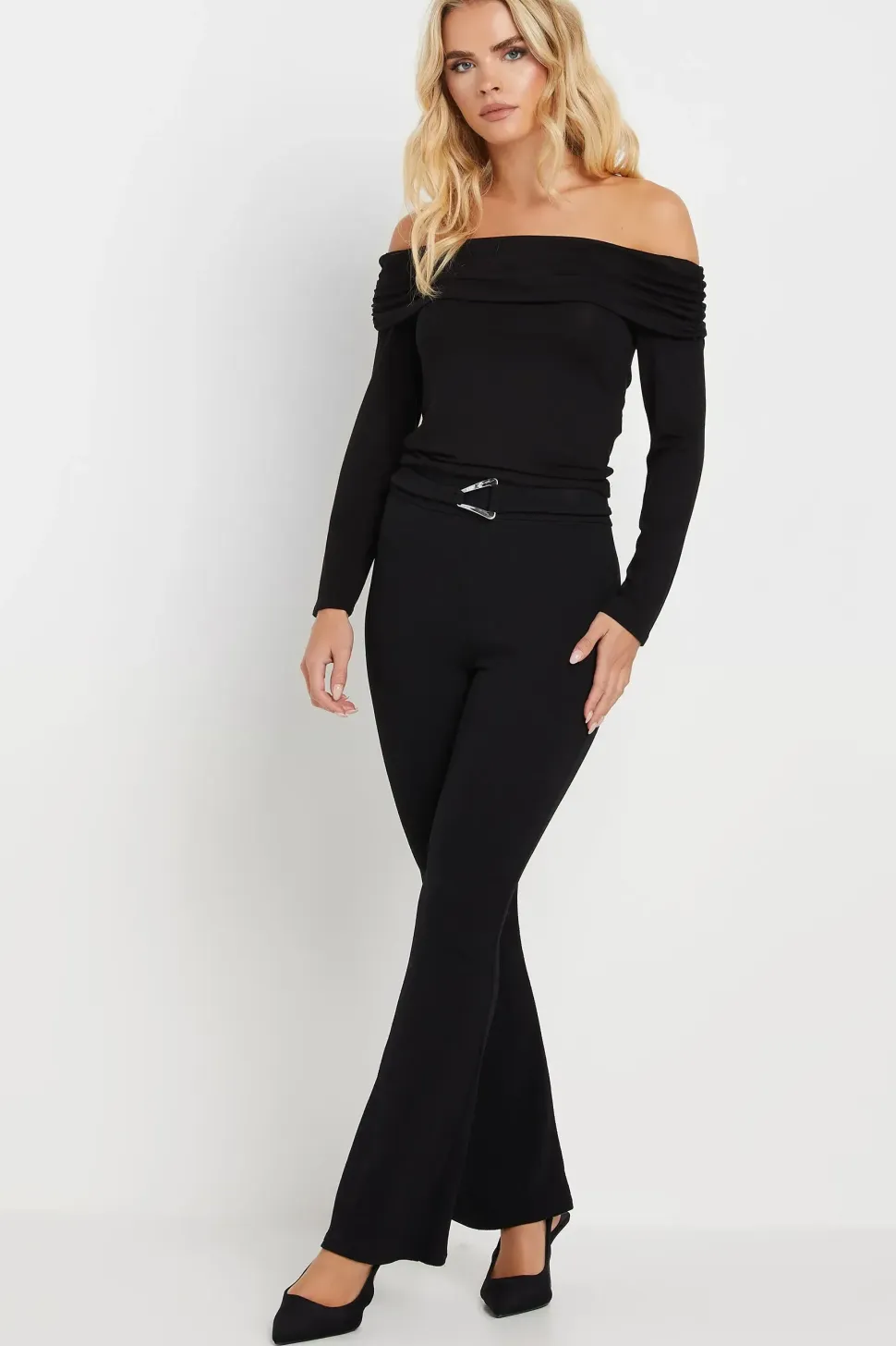Petite Buckle Kickflare Trousers