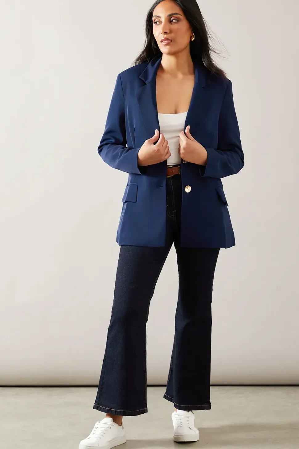 Petite Button Detail Single Breasted Blazer