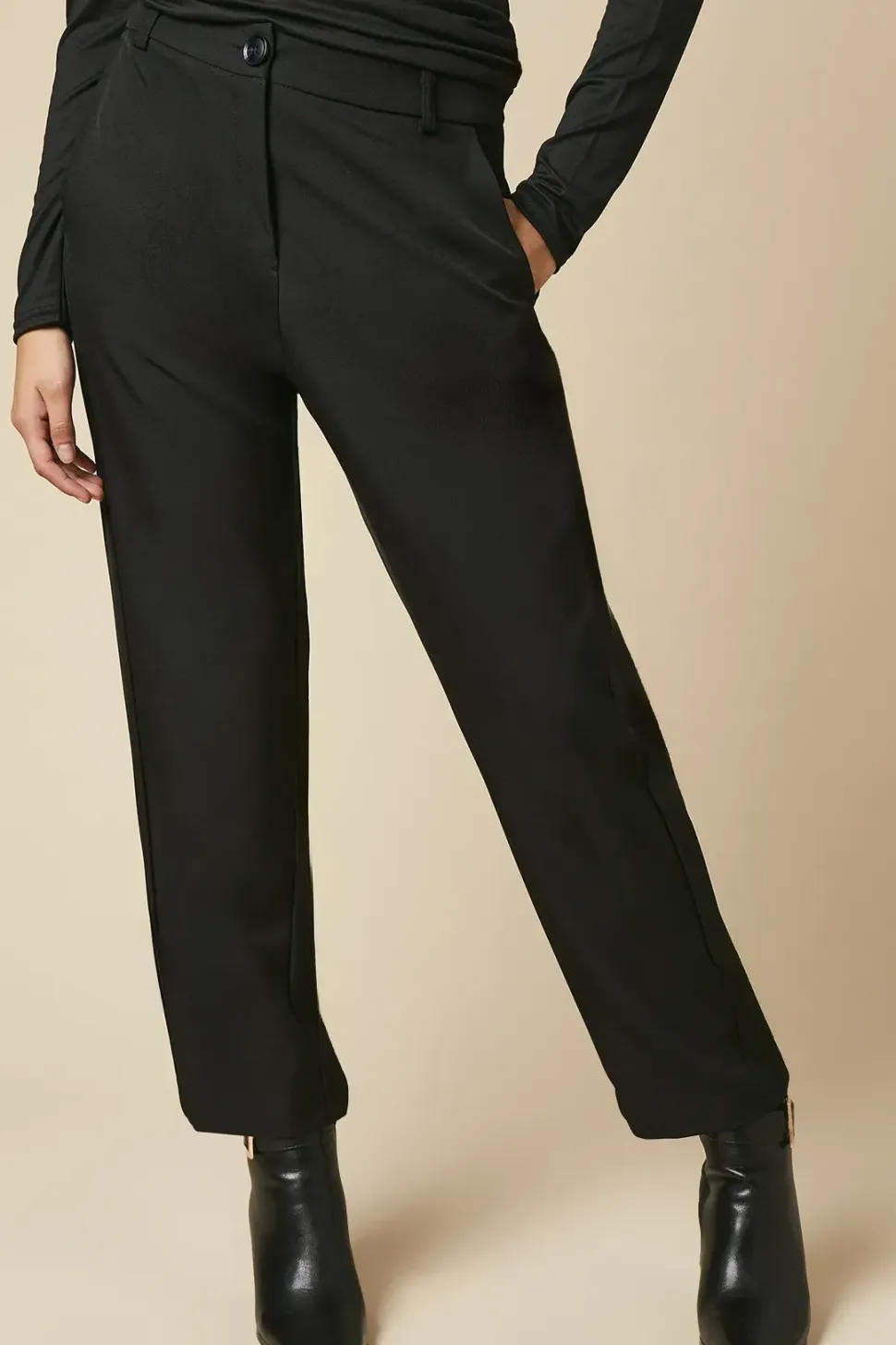 Petite Button Front Ankle Grzer Trouser