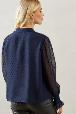 Petite Button Through Dobby Blouse