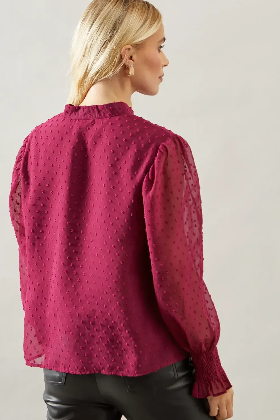 Petite Button Through Dobby Blouse