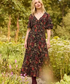Petite Button-Through Floral Maxi Dress