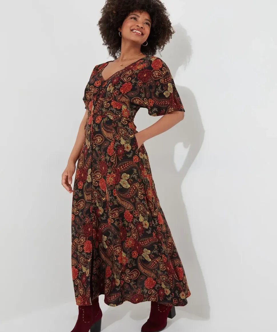 Petite Button-Through Floral Maxi Dress