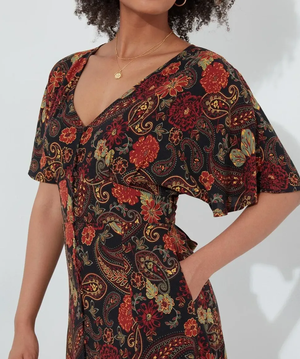 Petite Button-Through Floral Maxi Dress