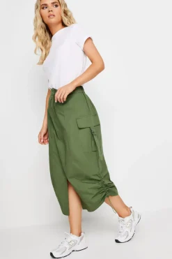 Petite Cargo Ruched Midi Skirt
