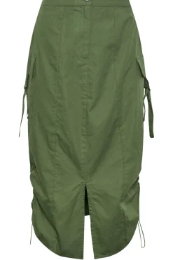 Petite Cargo Ruched Midi Skirt