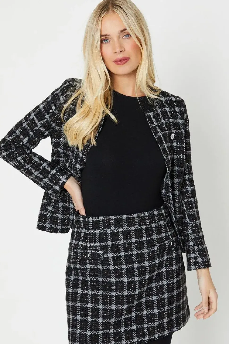 Petite Check Boucle Skirt