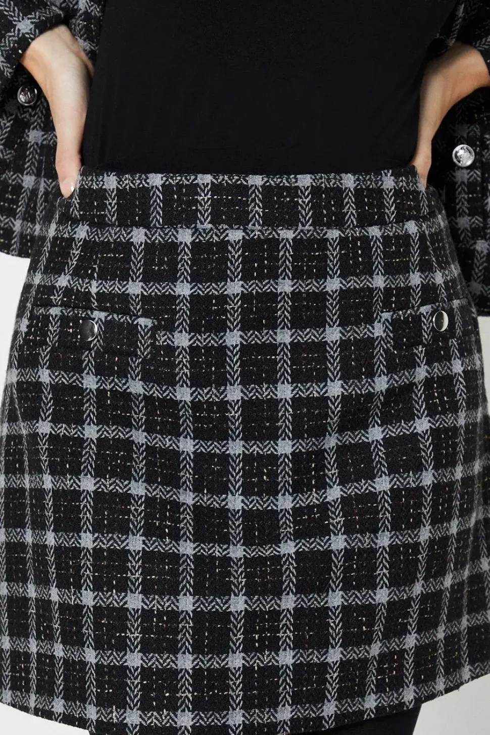 Petite Check Boucle Skirt