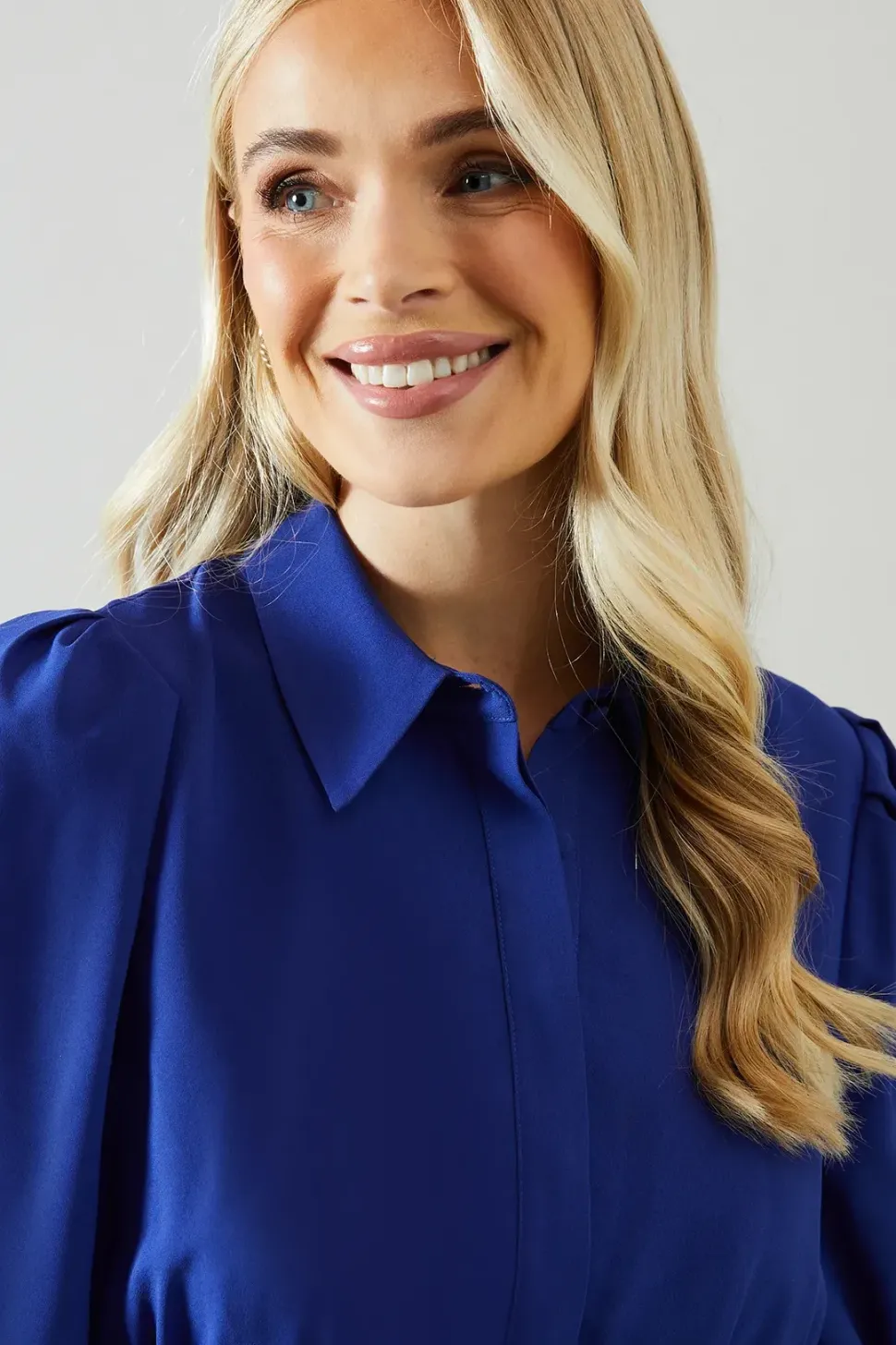 Petite Collared Pleated Shirt Midi Dress