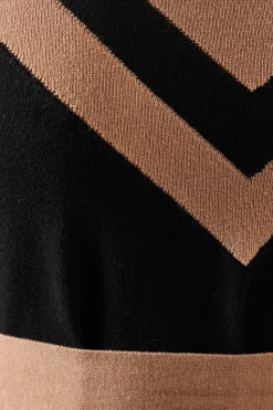 Petite Colour Block Belted Knitted Midi Dress