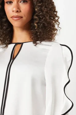 Petite Contrast Cold Shoulder Blouse