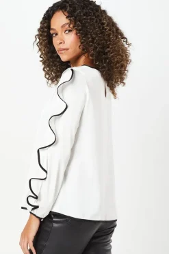 Petite Contrast Cold Shoulder Blouse