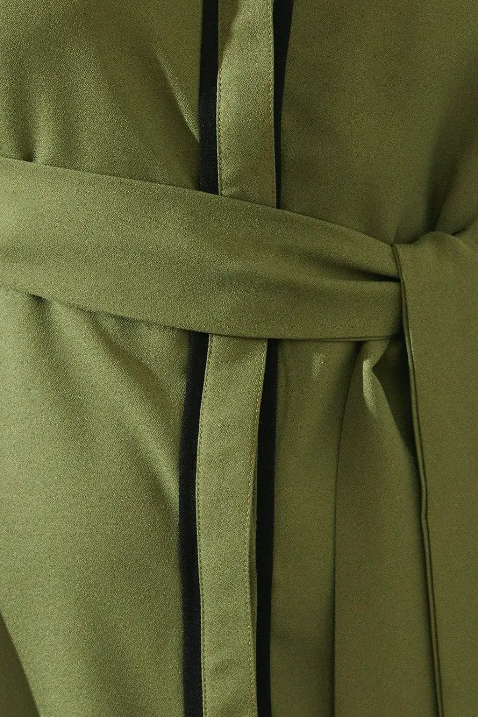 Petite Contrast Piping Tie Waist Shirt Dress