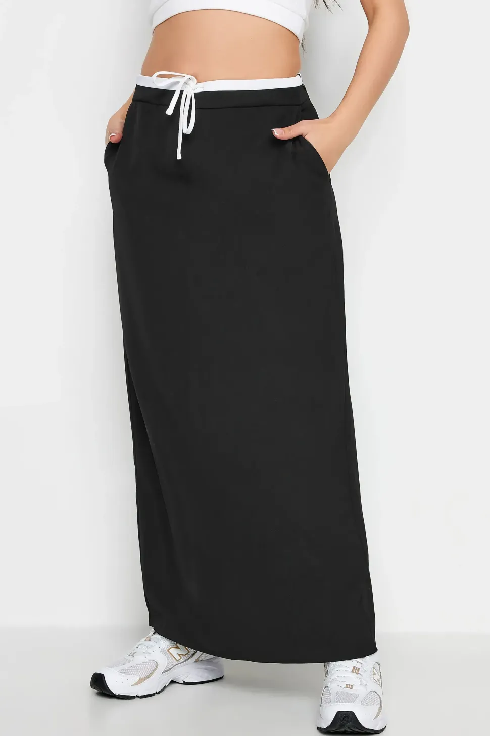 Petite Contrast Waist Maxi Skirt