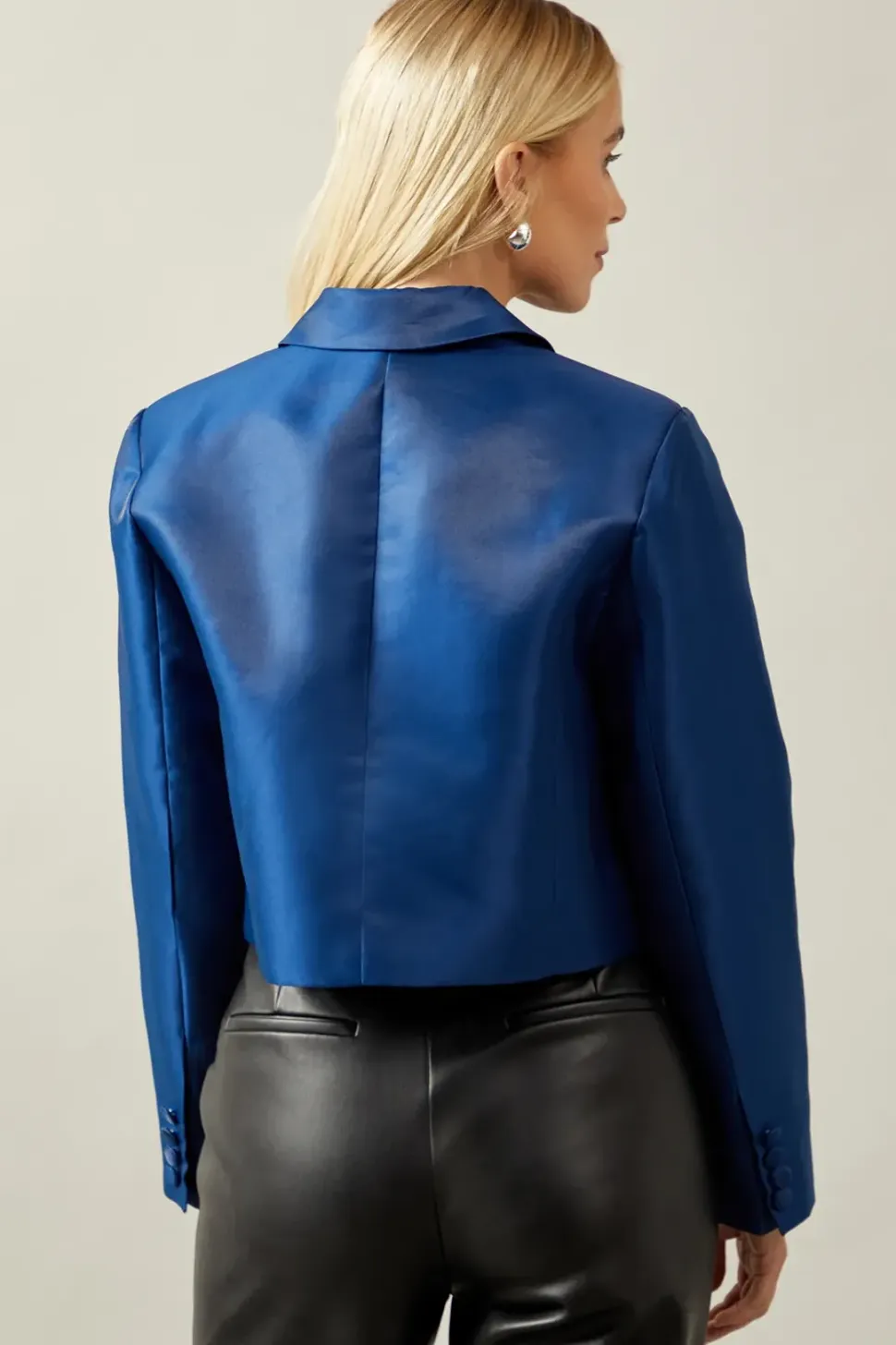 Petite Crop Double Breasted Blazer