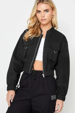Petite Cropped Bomber Jacket
