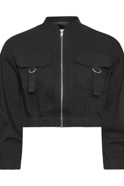 Petite Cropped Bomber Jacket