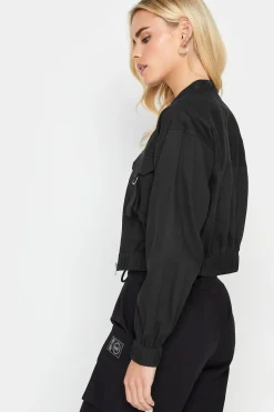 Petite Cropped Bomber Jacket