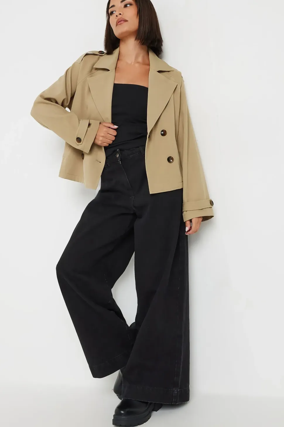 Petite Cropped Trench Coat