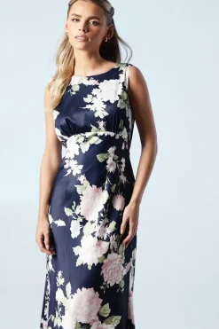 Petite Dahlia Floral Printed Cowl Back Bridesmaids Dress