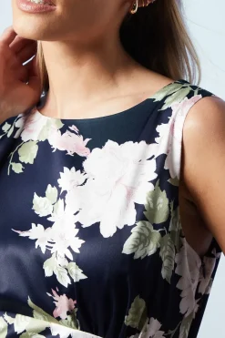 Petite Dahlia Floral Printed Cowl Back Bridesmaids Dress