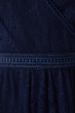 Petite Delicate Lace Trim Tiered Maxi Bridesmaids Dress