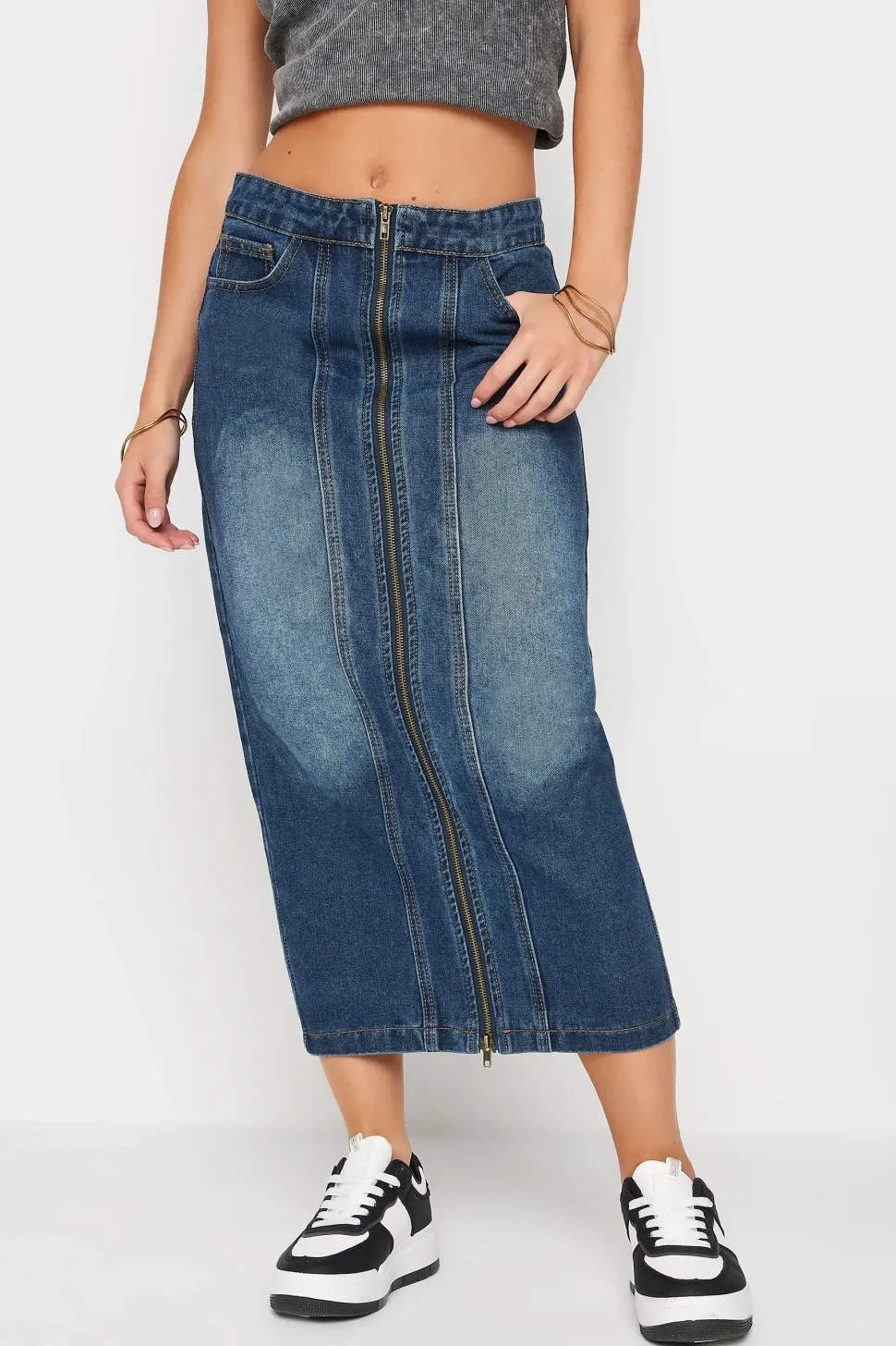 Petite Denim Midi Skirt