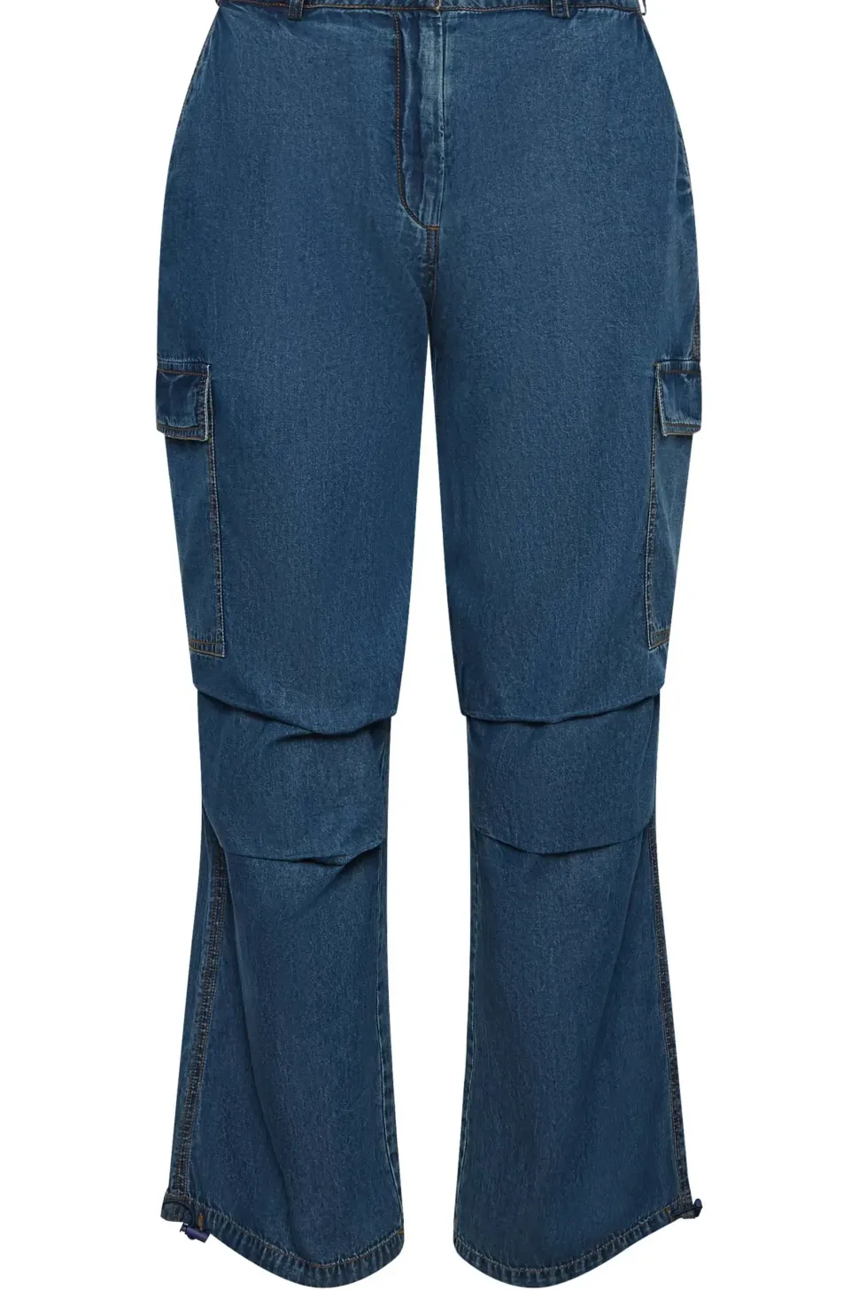 Petite Denim Parachute Trousers