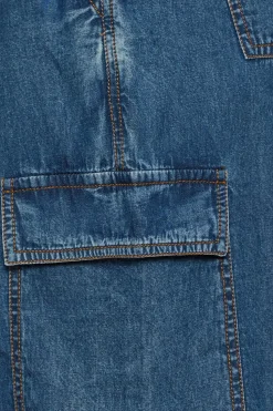 Petite Denim Parachute Trousers