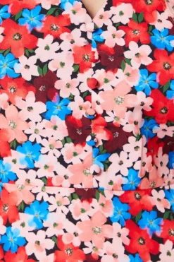 Petite Ditsy Floral Button Front Mini Dress