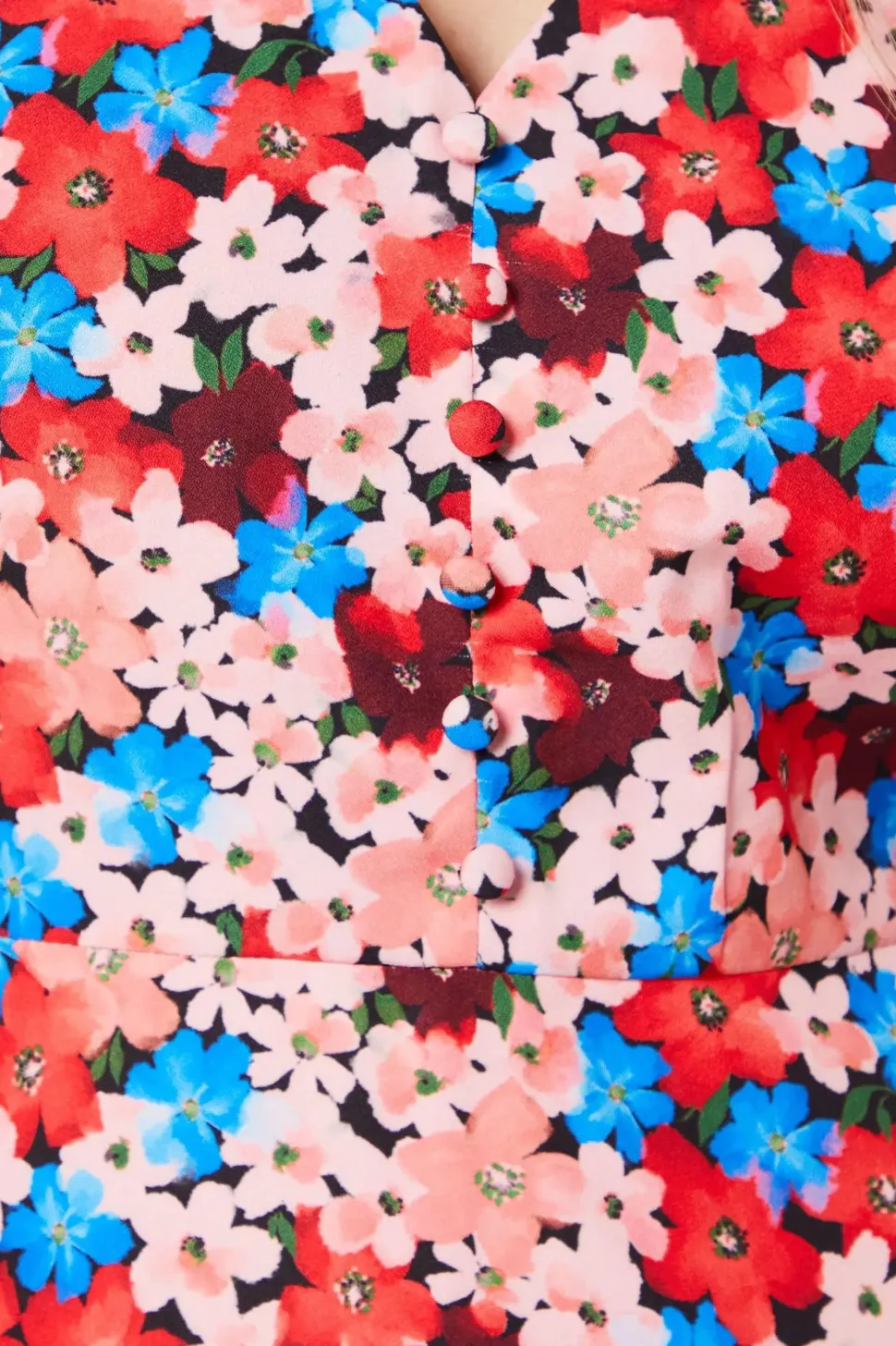 Petite Ditsy Floral Button Front Mini Dress