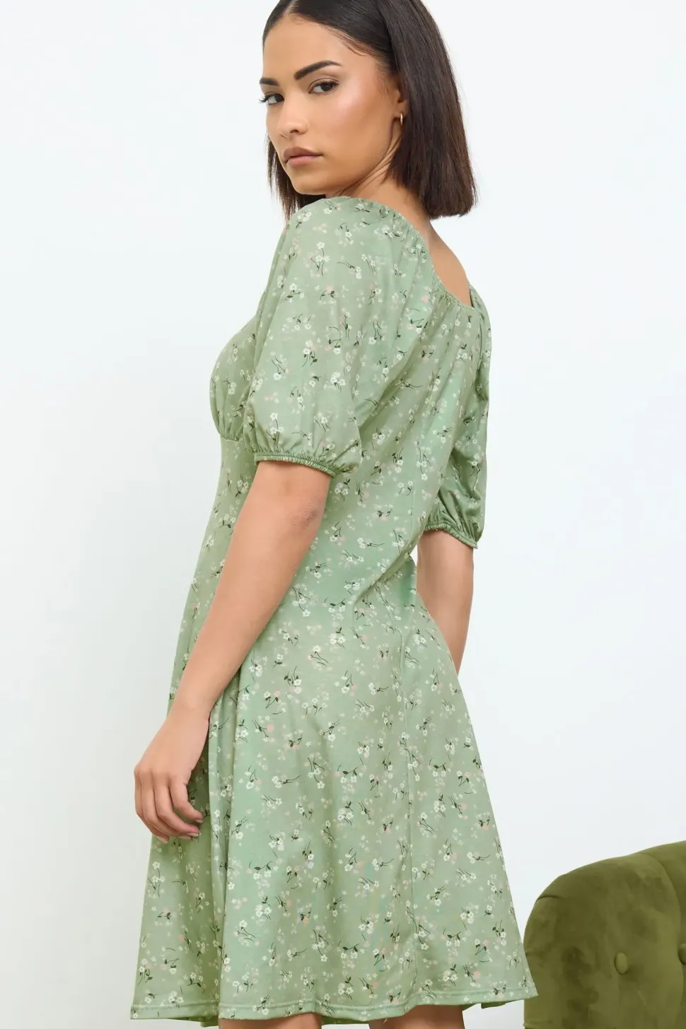 Petite Ditsy Floral Print Mini Dress