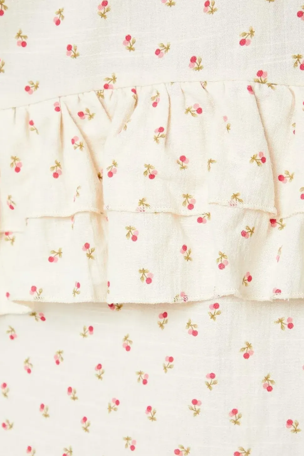 Petite Ditsy Print Cotton Square Neck Frill Detail Midi Dress