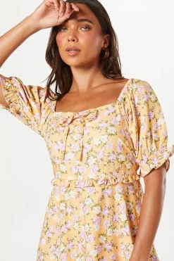 Petite Ditsy Puff Sleeve Mini Dress