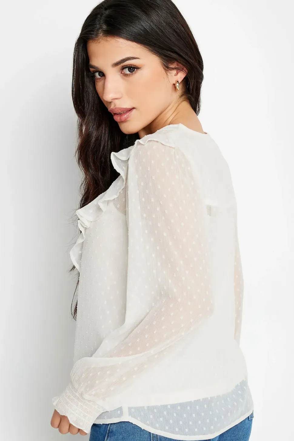Petite Dobby Crochet Blouse