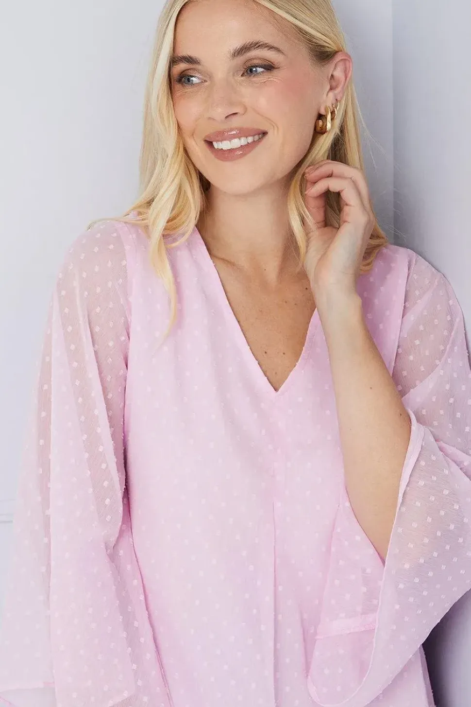 Petite Dobby Pleat Detail Top