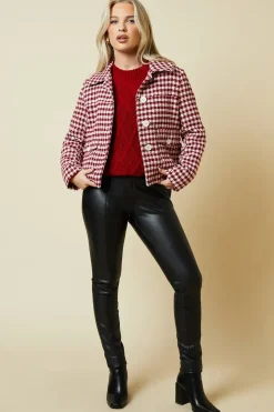 Petite Dogtooth Wool Short Coat