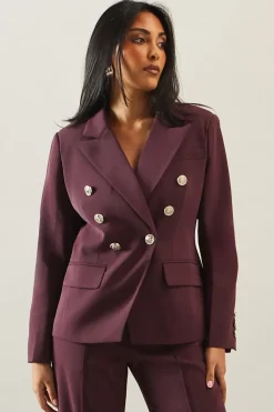 Petite Double Breasted Button Detail Blazer