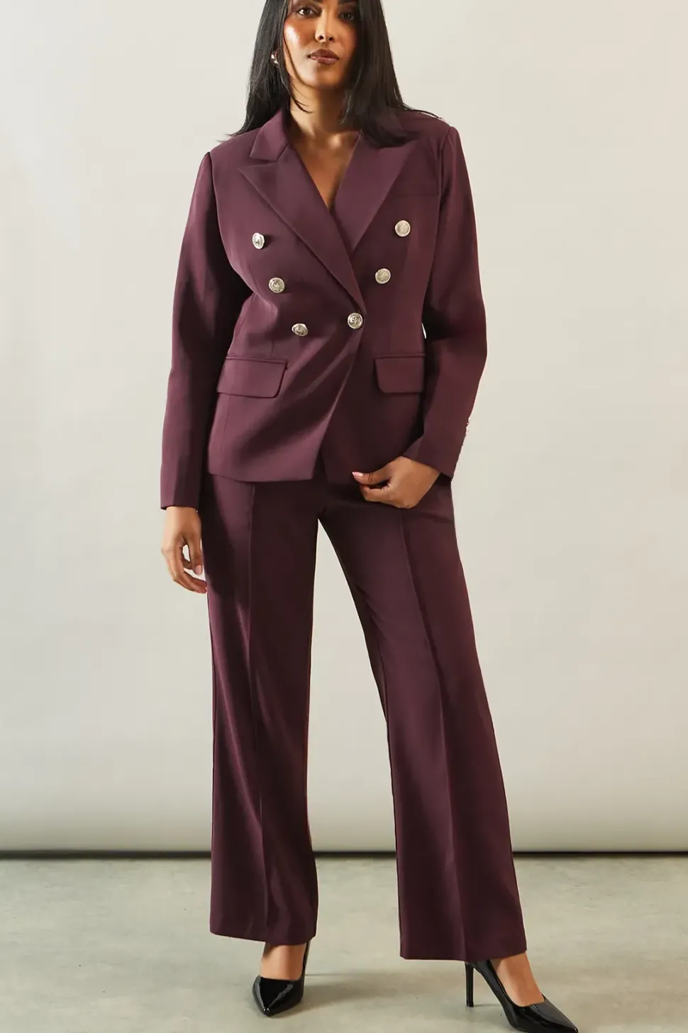 Petite Double Breasted Button Detail Blazer