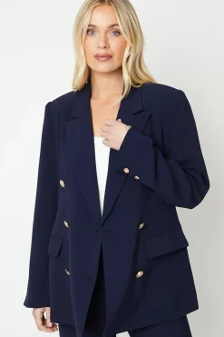 Petite Double Breasted Military Blazer