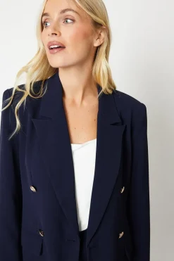 Petite Double Breasted Military Blazer