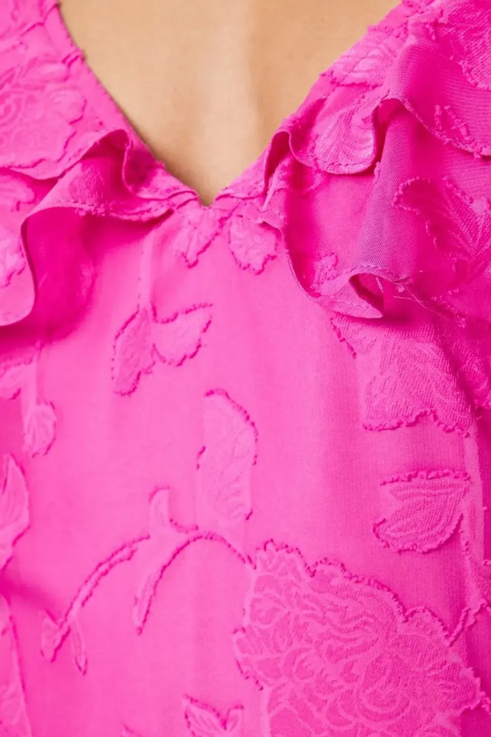 Petite Double Frill Satin Burnout Midaxi Dress